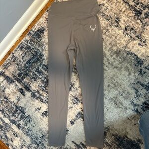 Gray High-Waisted Leggings with Logo